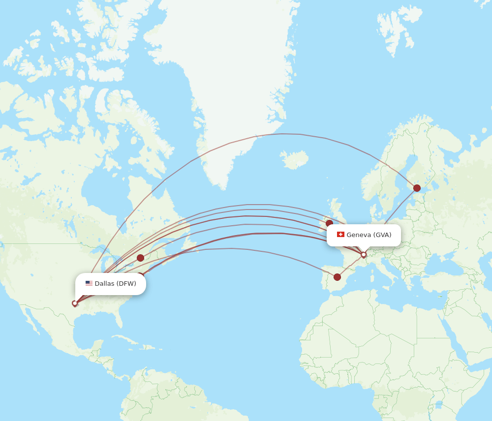 DFW-GVA flight routes