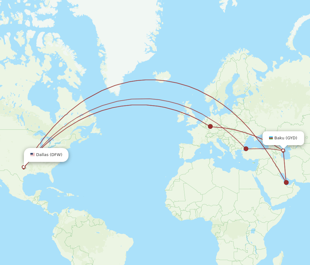 DFW-GYD flight routes