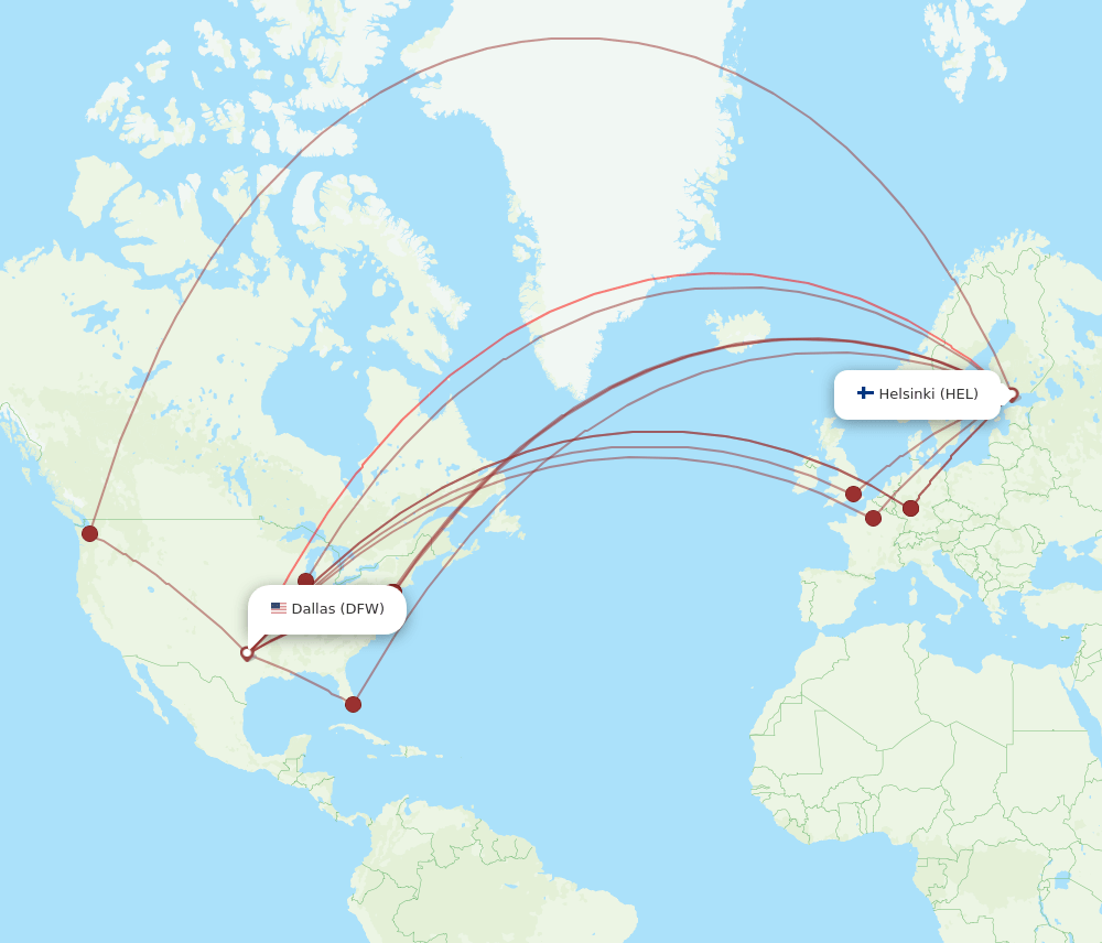 DFW-HEL flight routes