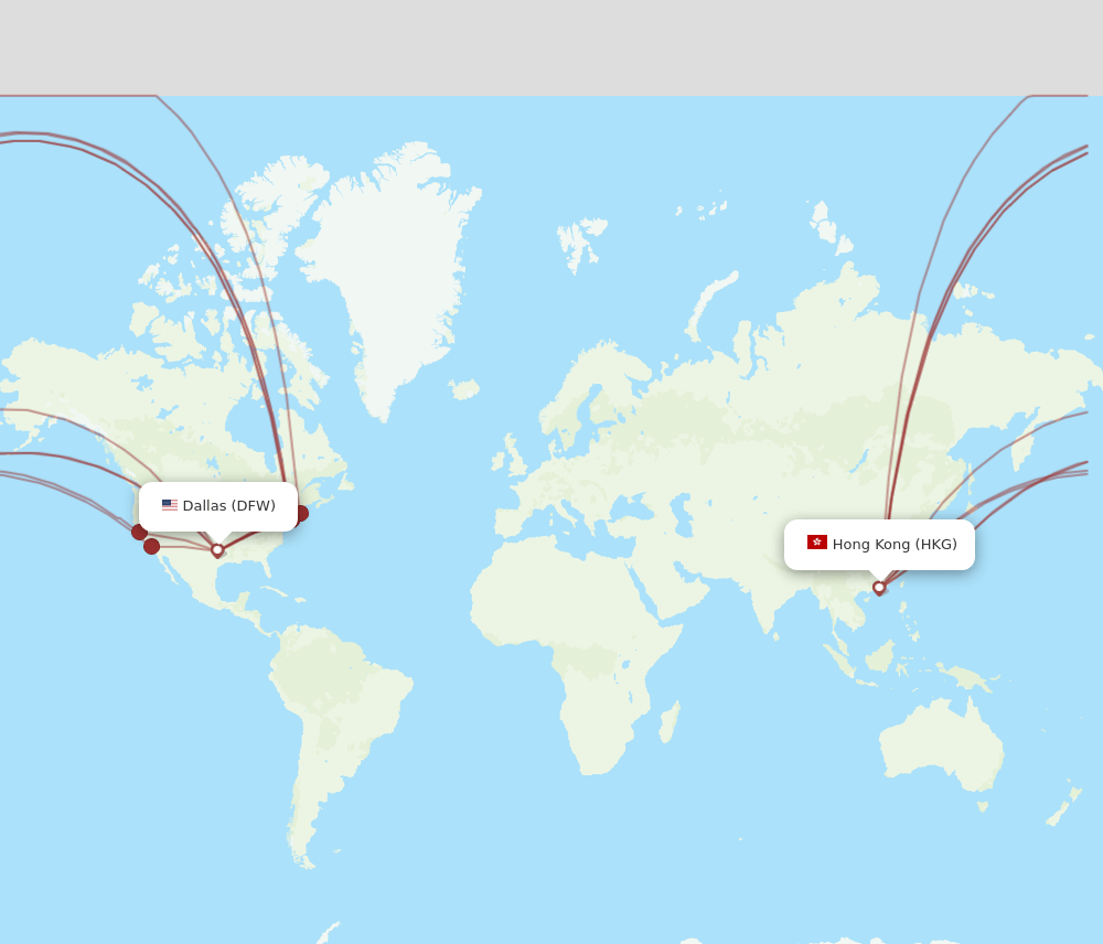 DFW-HKG flight routes