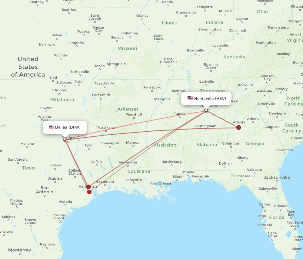 DFW-HSV flight routes