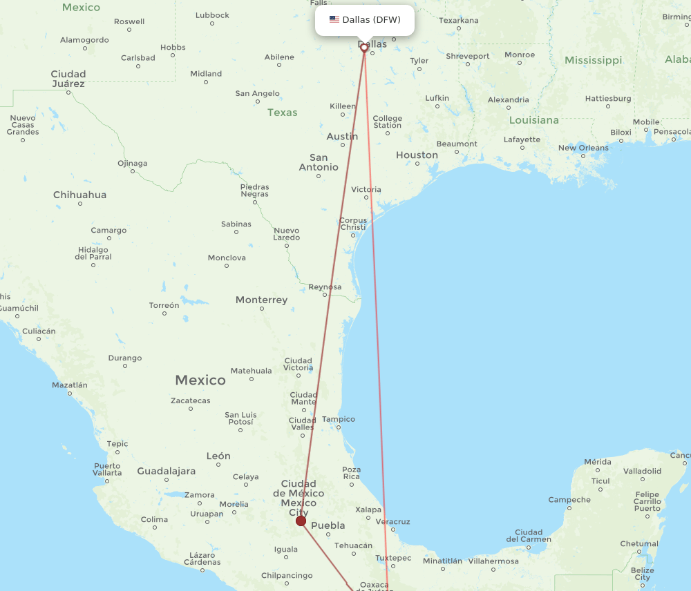 DFW-HUX flight routes