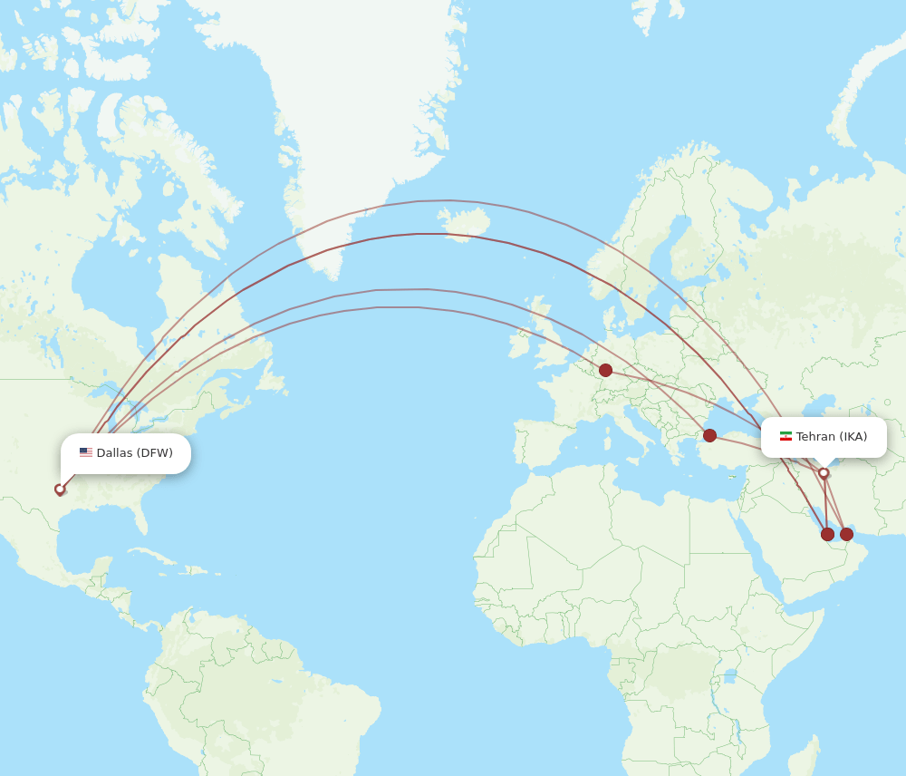 DFW-IKA flight routes