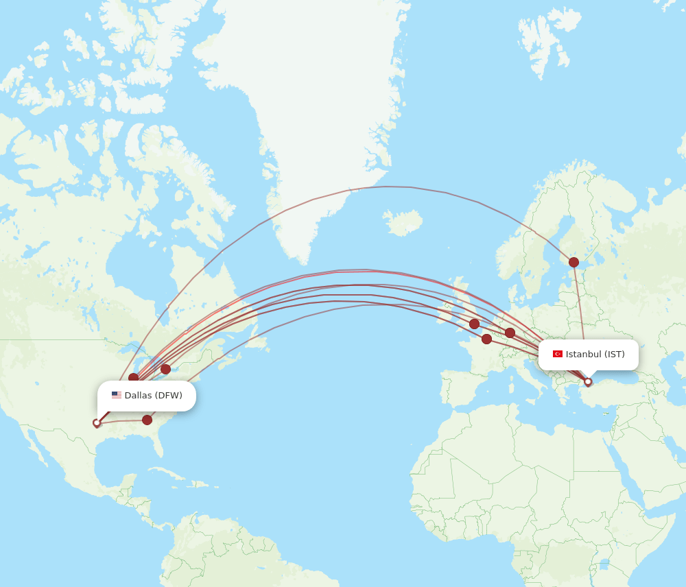 All Flight Routes From Dallas To Istanbul DFW To IST Flight Routes all-flight-routes-from-dallas-to-istanbul-dfw-to-ist-flight-routes