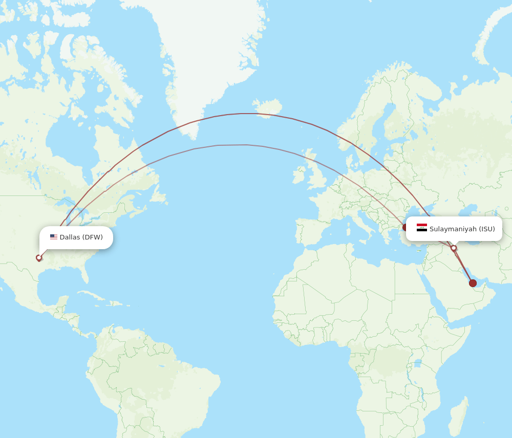DFW-ISU flight routes