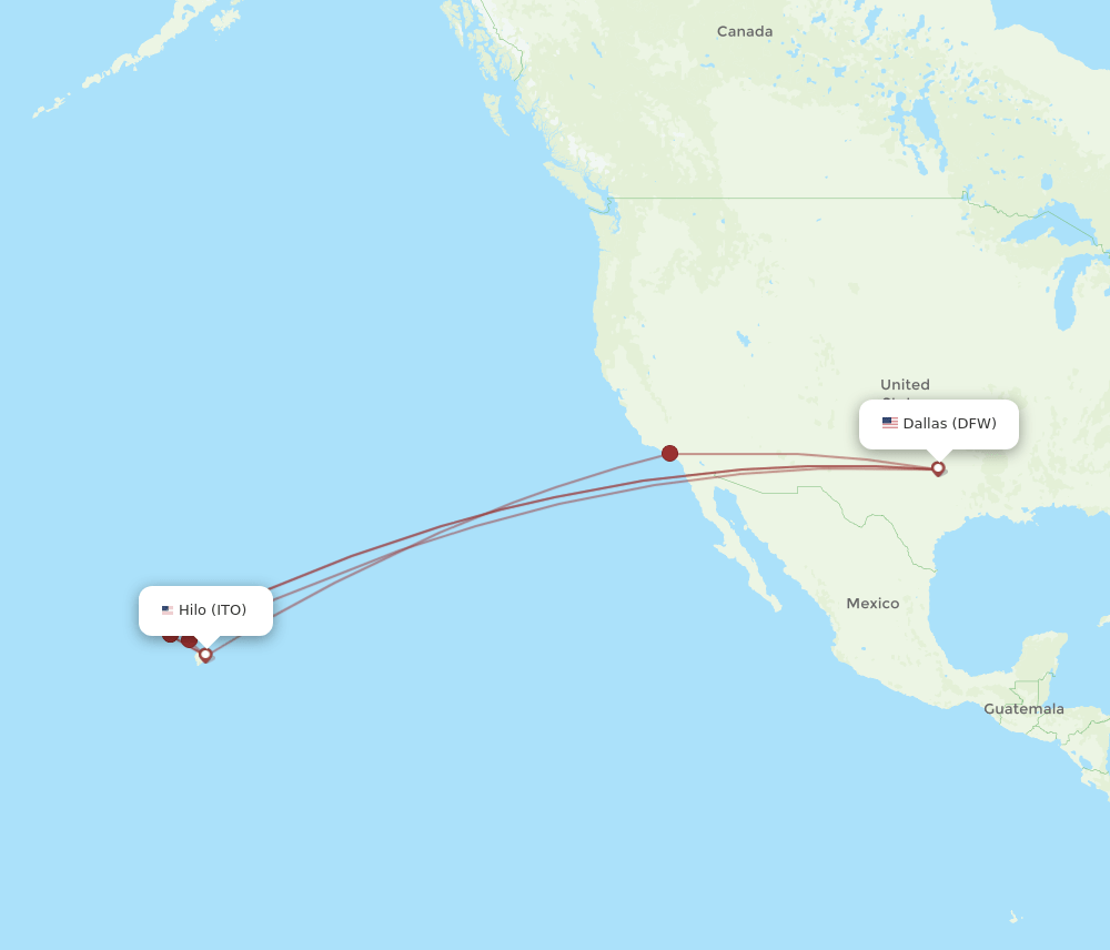 DFW-ITO flight routes