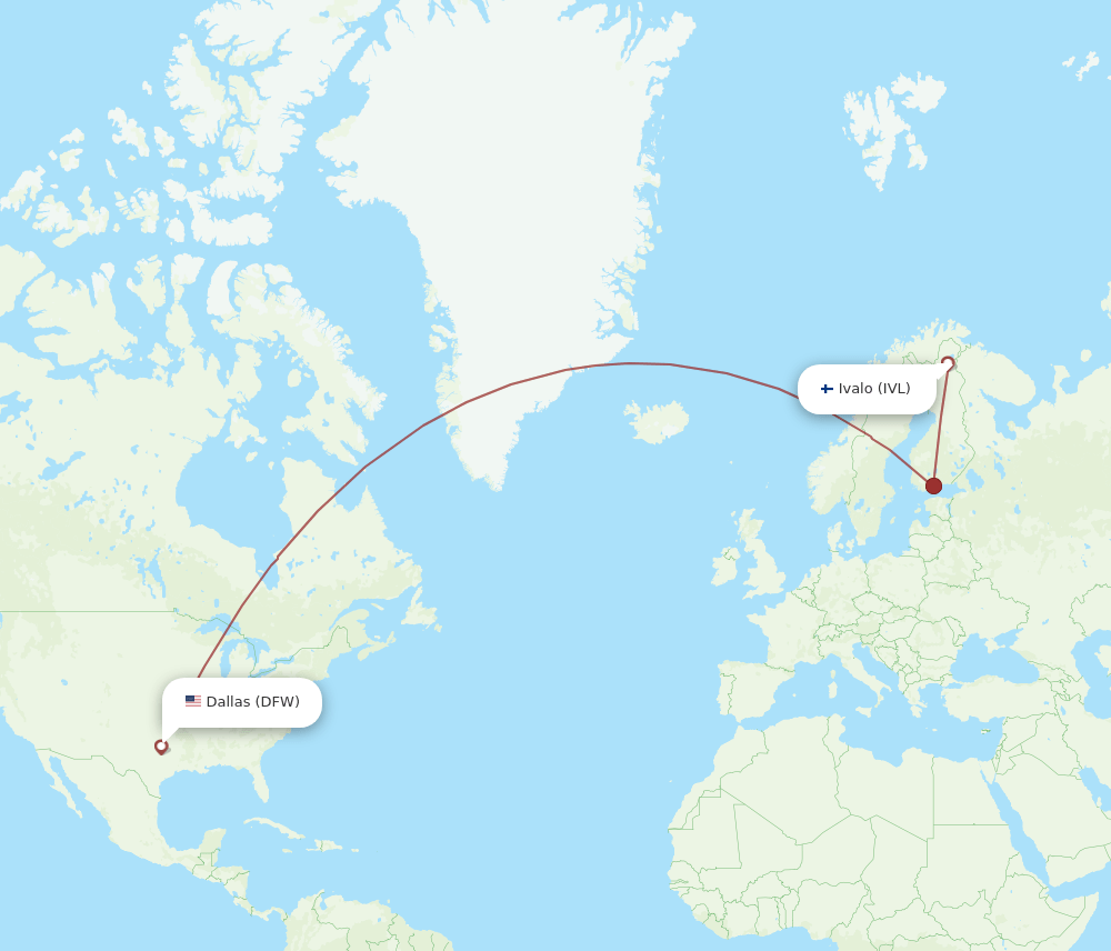 DFW-IVL flight routes