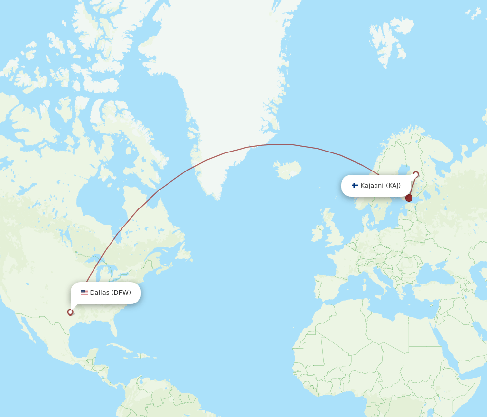 DFW-KAJ flight routes