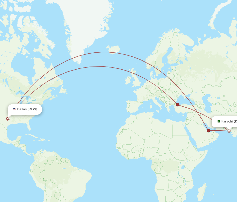 DFW-KHI flight routes