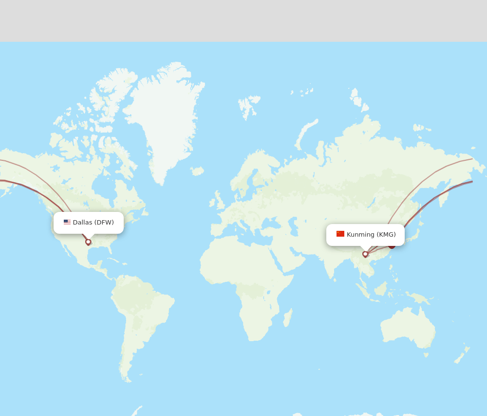 DFW-KMG flight routes