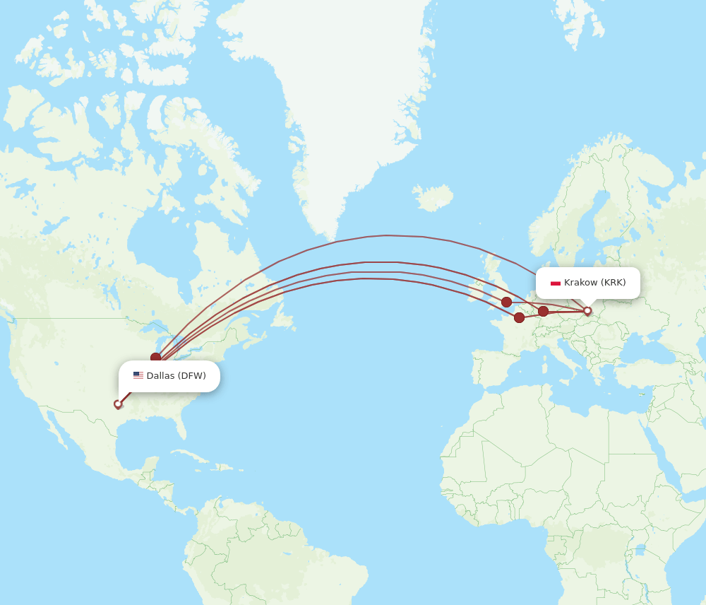 DFW-KRK flight routes