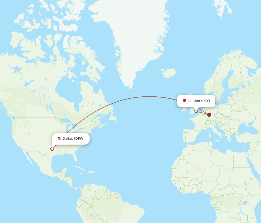 DFW-LCY flight routes