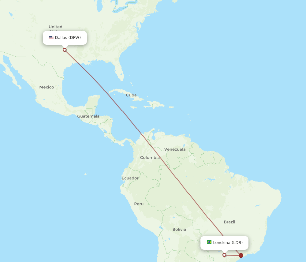 DFW to LDB flights and routes map