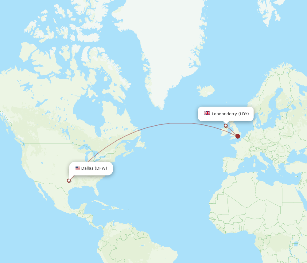 DFW-LDY flight routes