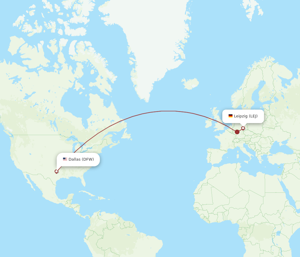 DFW-LEJ flight routes
