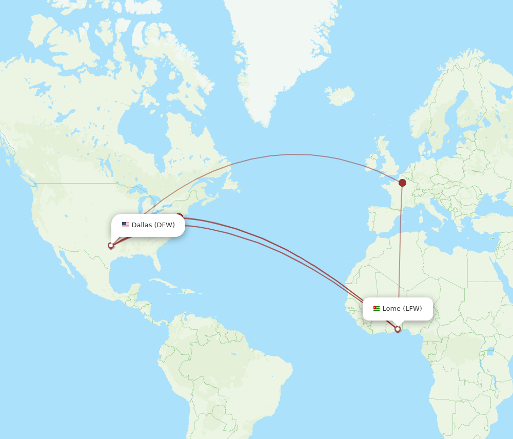 DFW-LFW flight routes