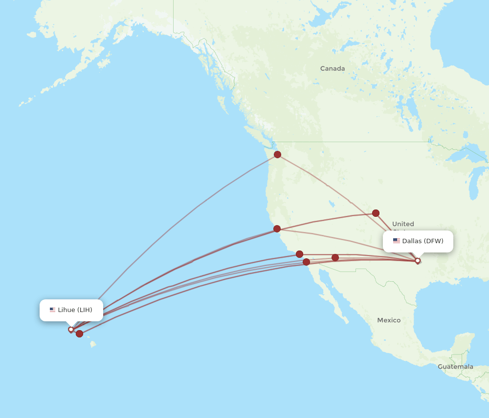 DFW-LIH flight routes