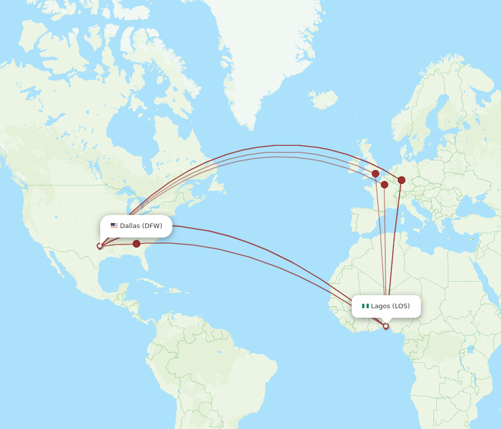 DFW-LOS flight routes