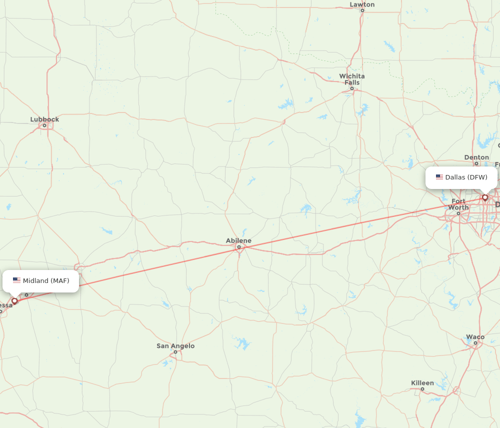 DFW-MAF flight routes