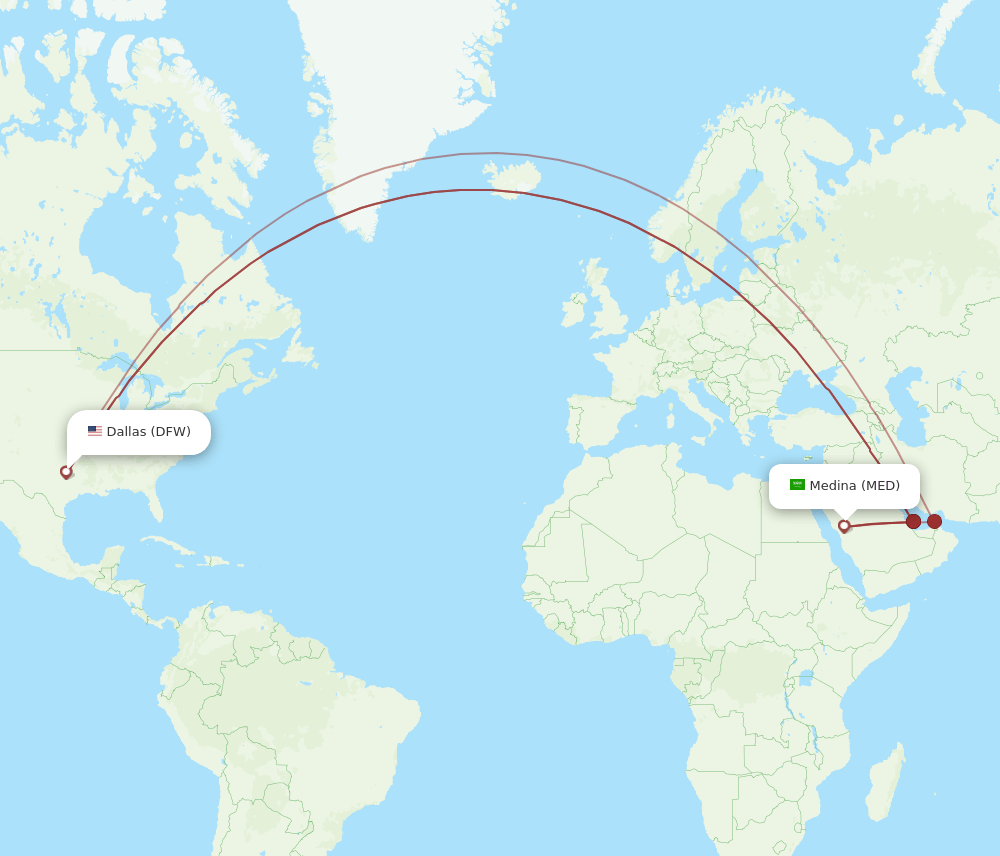 DFW-MED flight routes