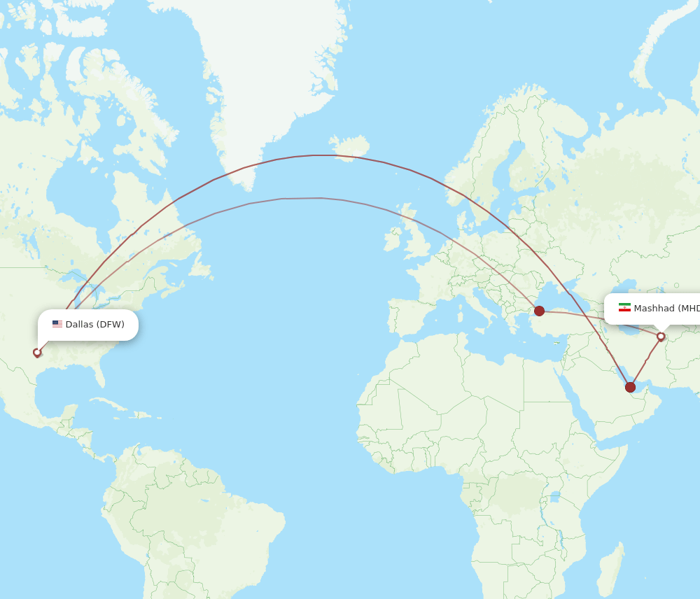 DFW-MHD flight routes