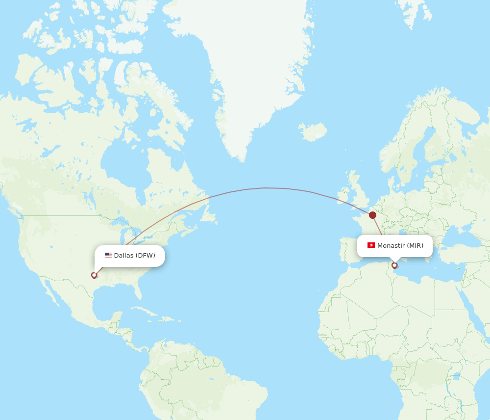 DFW-MIR flight routes