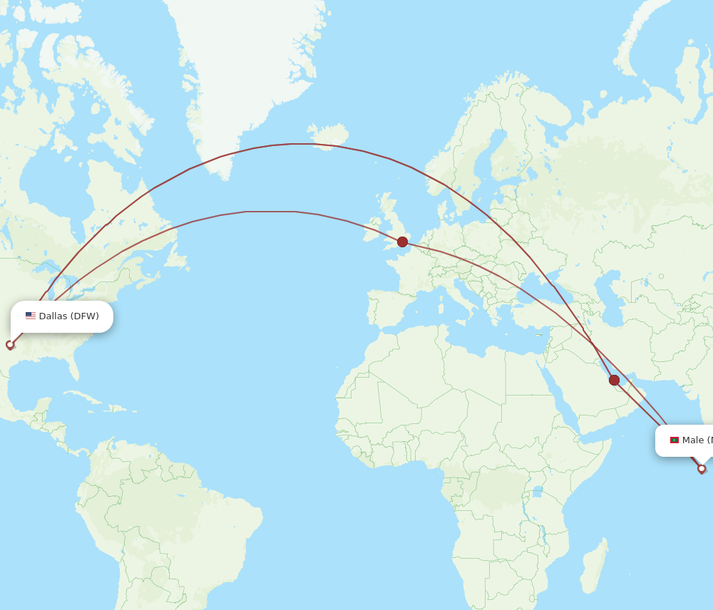 DFW-MLE flight routes