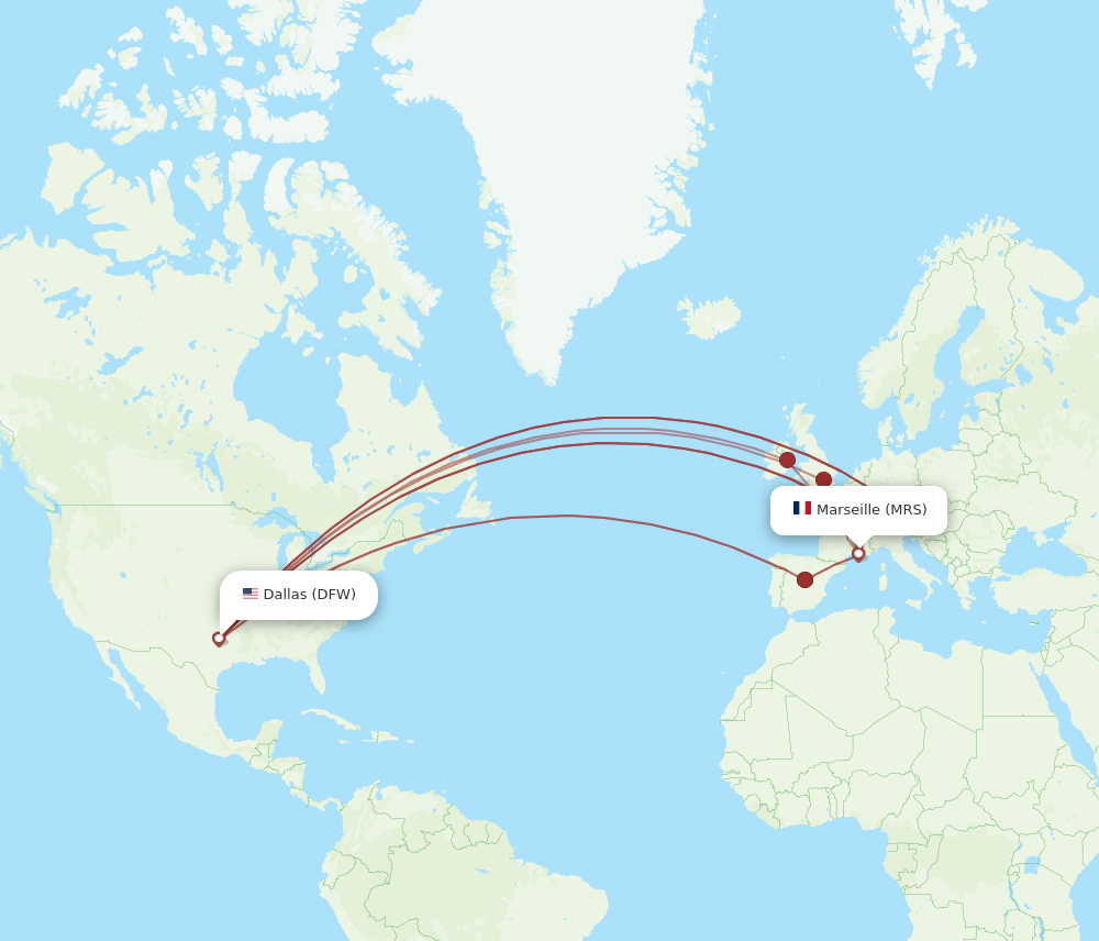 DFW-MRS flight routes