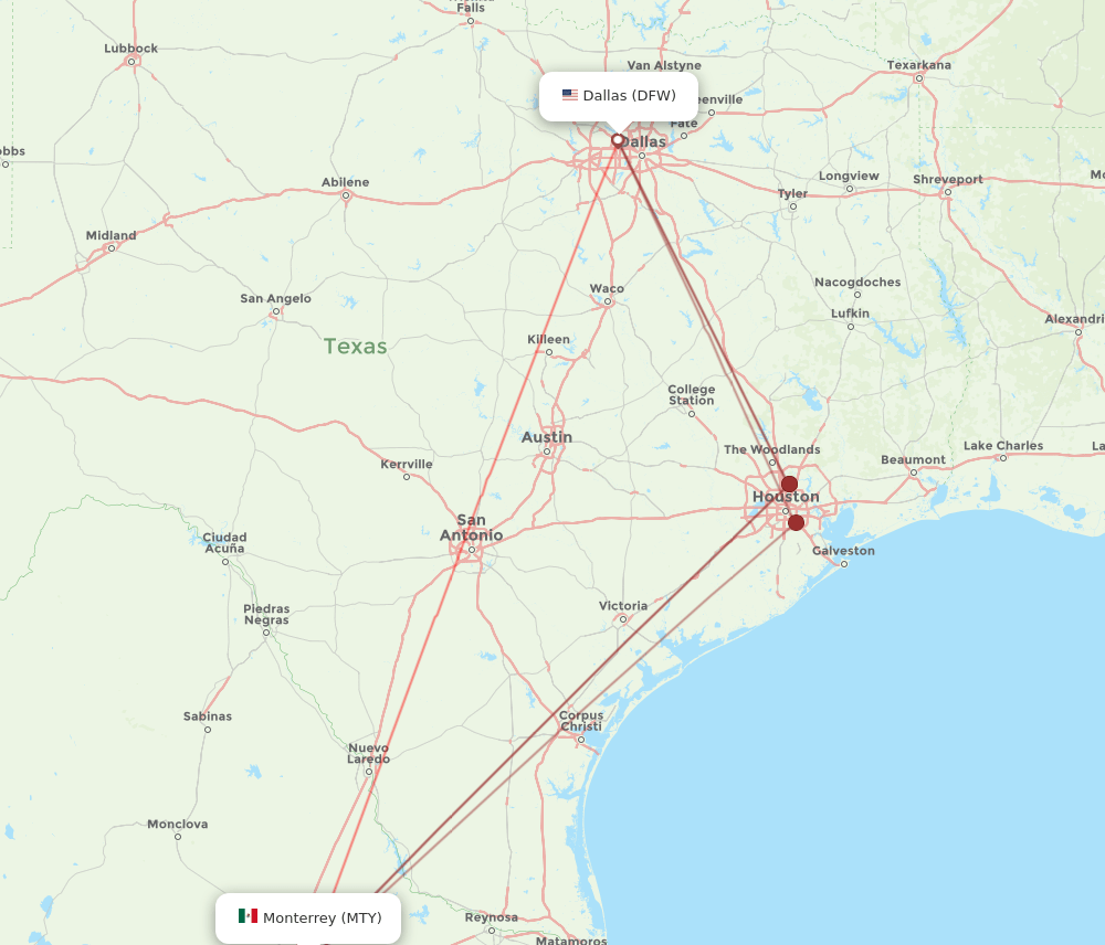 DFW-MTY flight routes