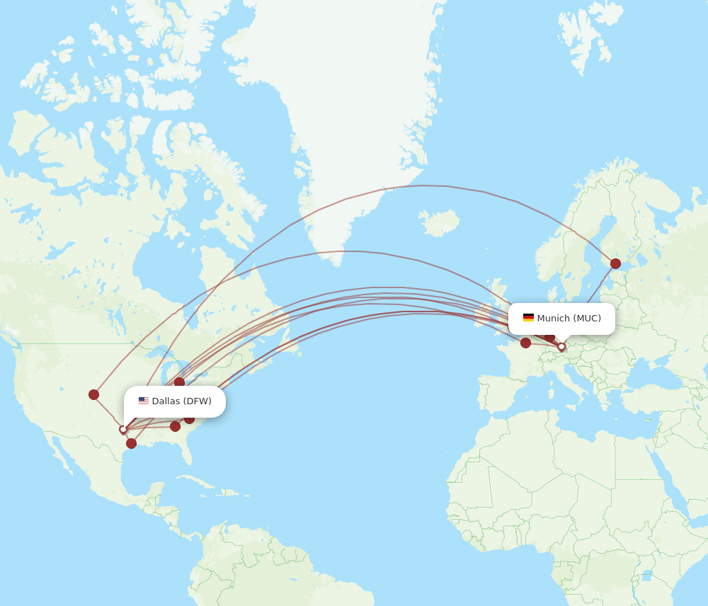 DFW-MUC flight routes