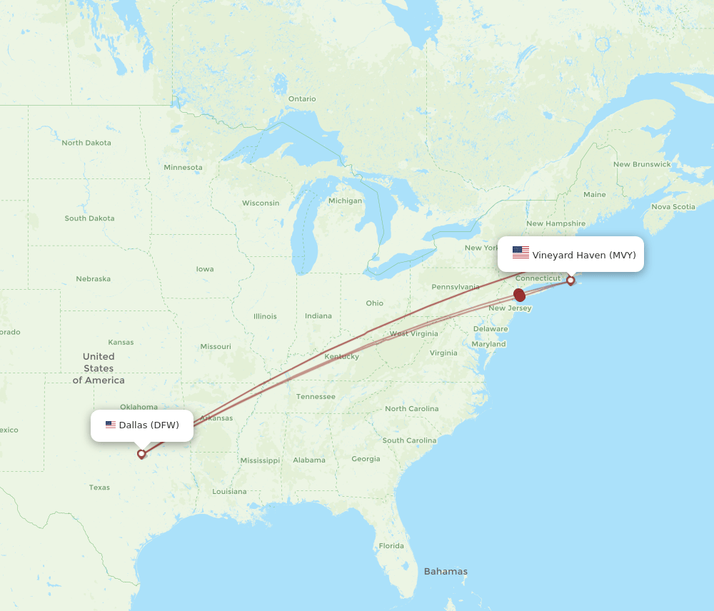 DFW-MVY flight routes