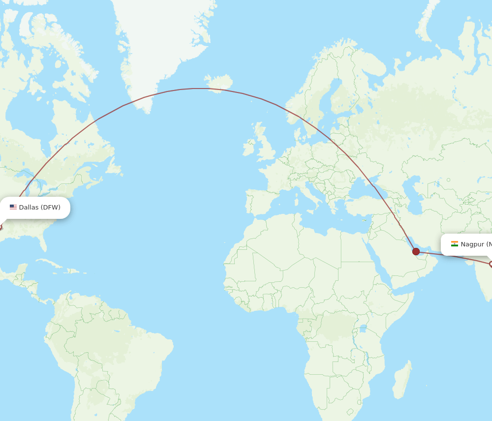 DFW-NAG flight routes