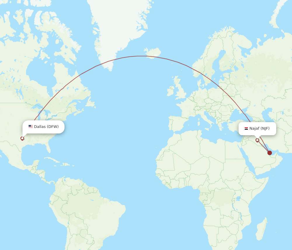 DFW-NJF flight routes