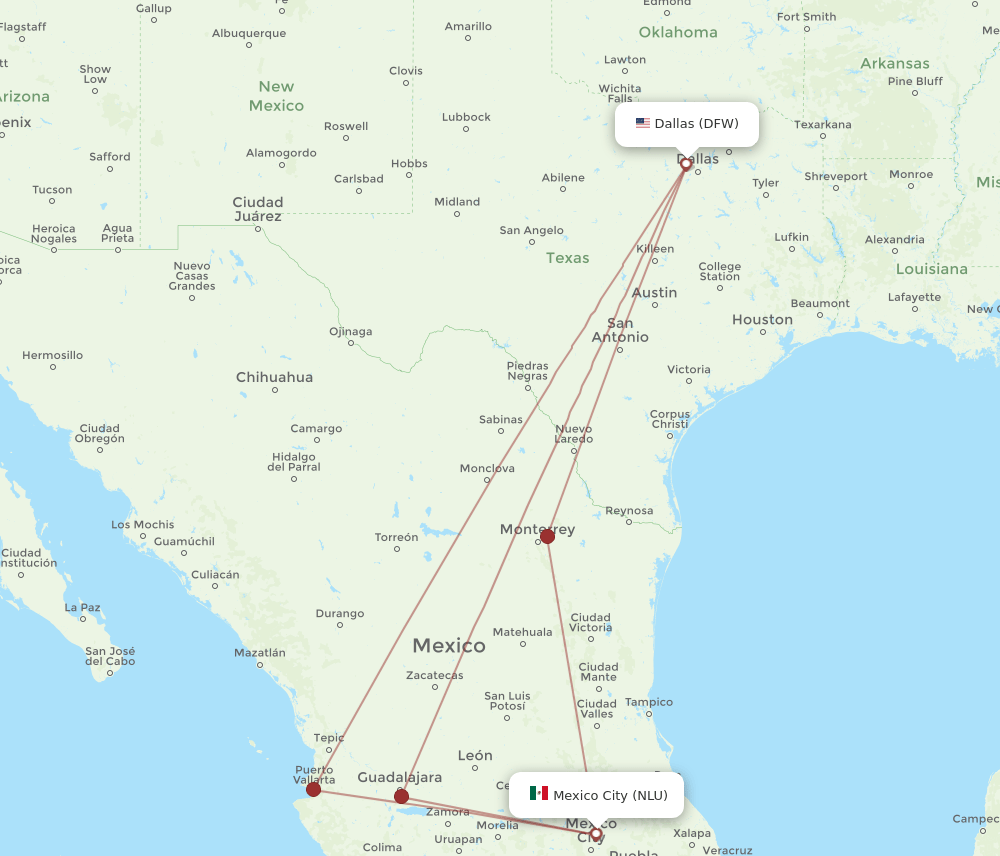 DFW-NLU flight routes