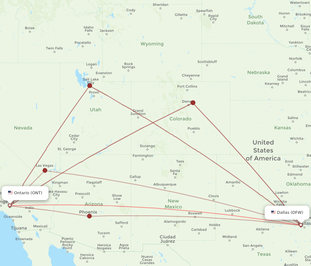 DFW-ONT flight routes