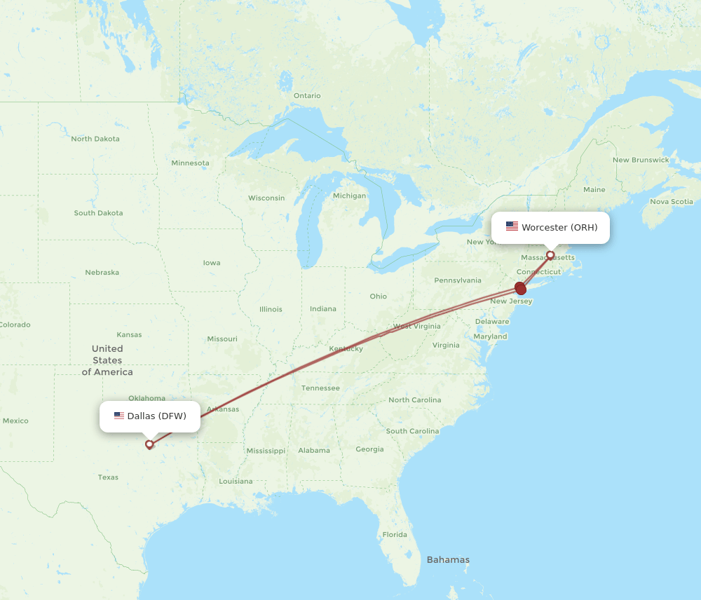 DFW-ORH flight routes