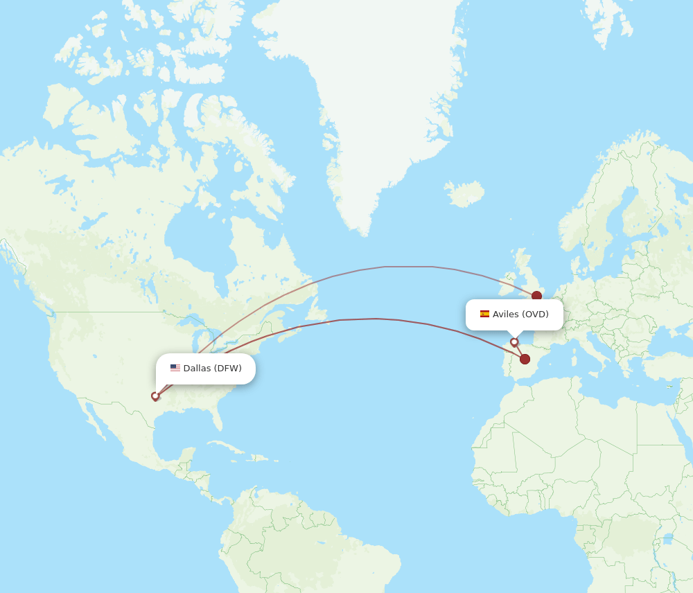 DFW-OVD flight routes