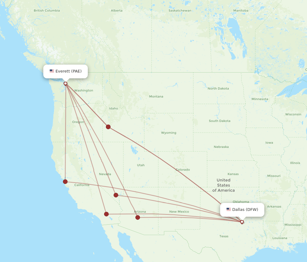 DFW-PAE flight routes