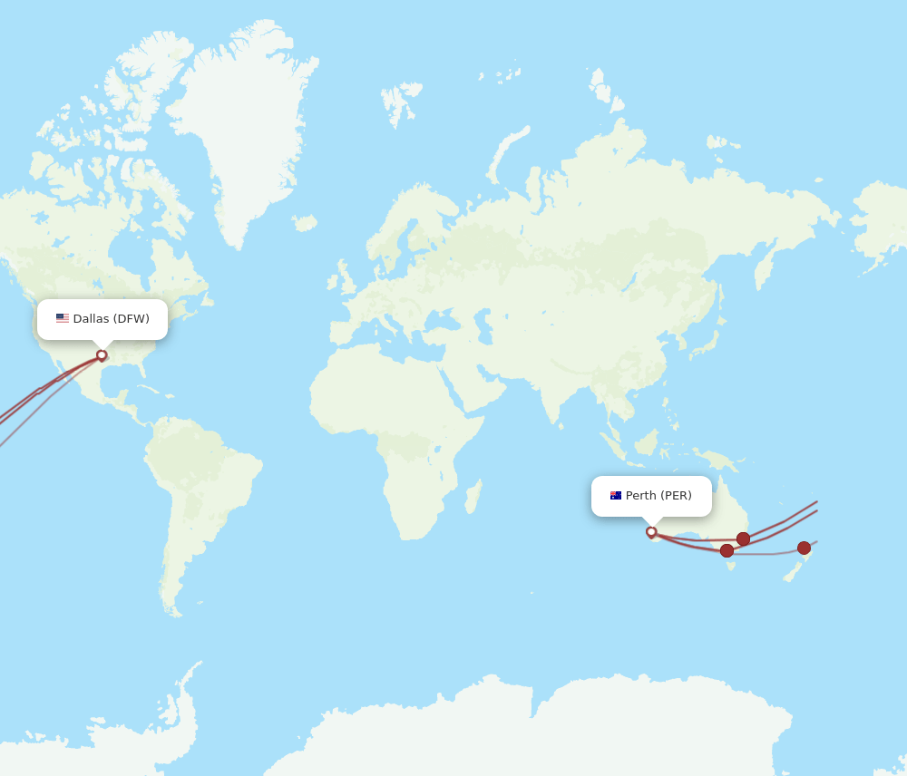 DFW-PER flight routes