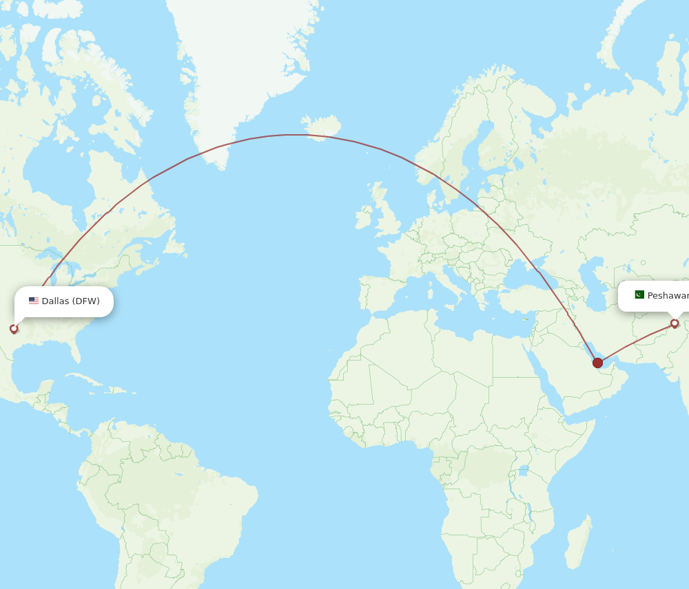 DFW-PEW flight routes