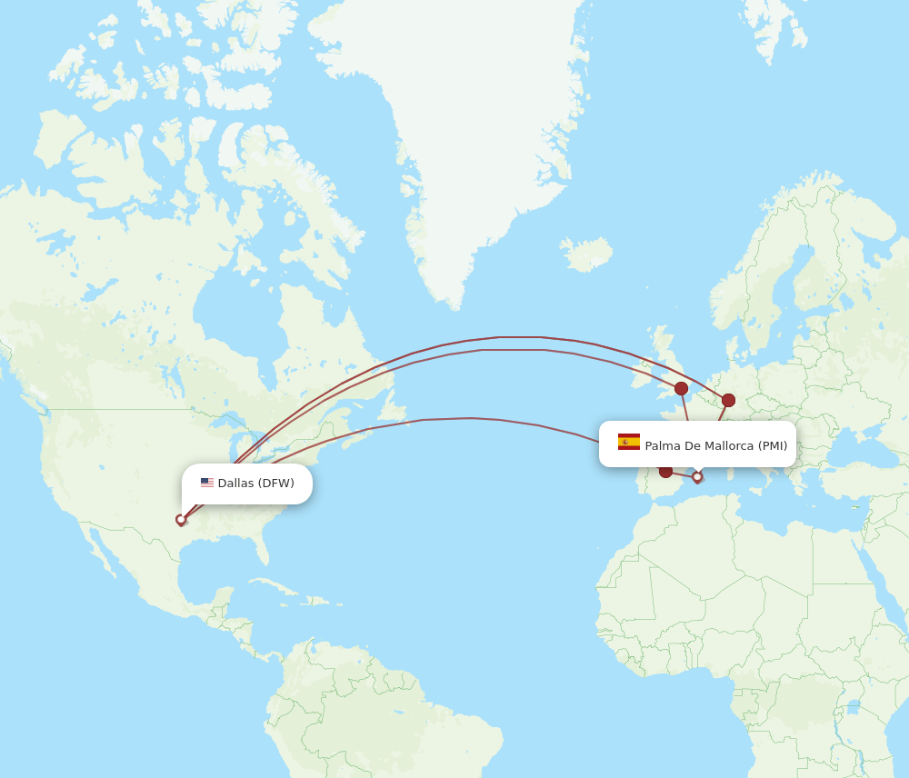DFW-PMI flight routes