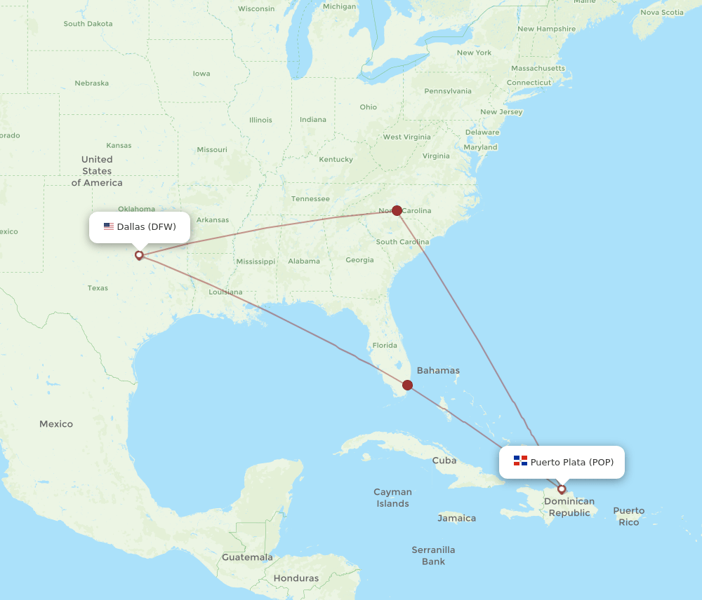 DFW-POP flight routes