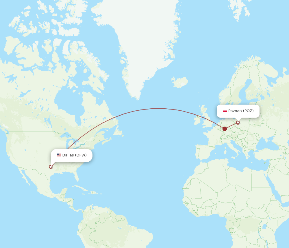 DFW-POZ flight routes