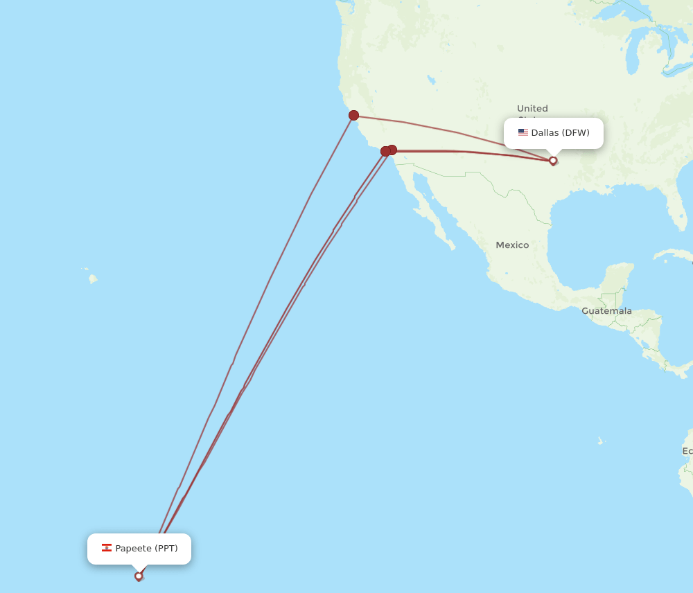 DFW-PPT flight routes