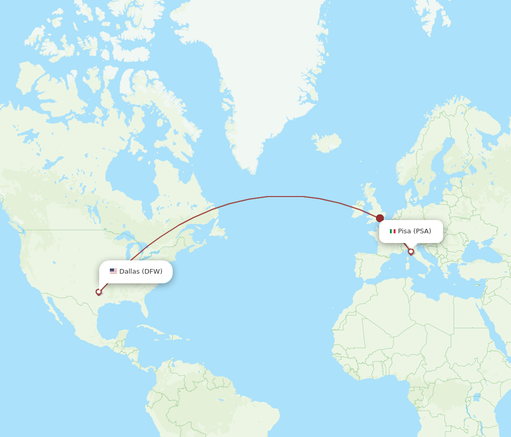 DFW-PSA flight routes