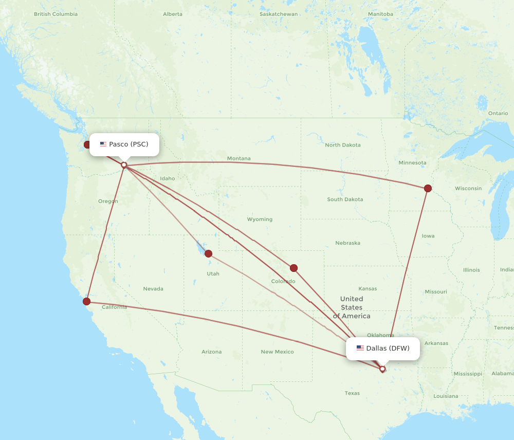 DFW-PSC flight routes