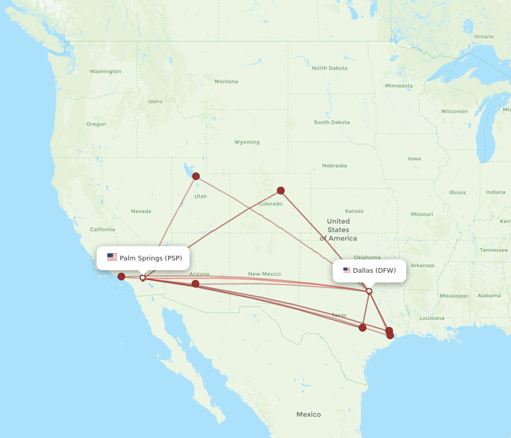 DFW-PSP flight routes