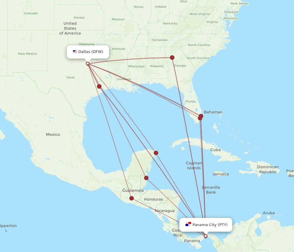DFW-PTY flight routes
