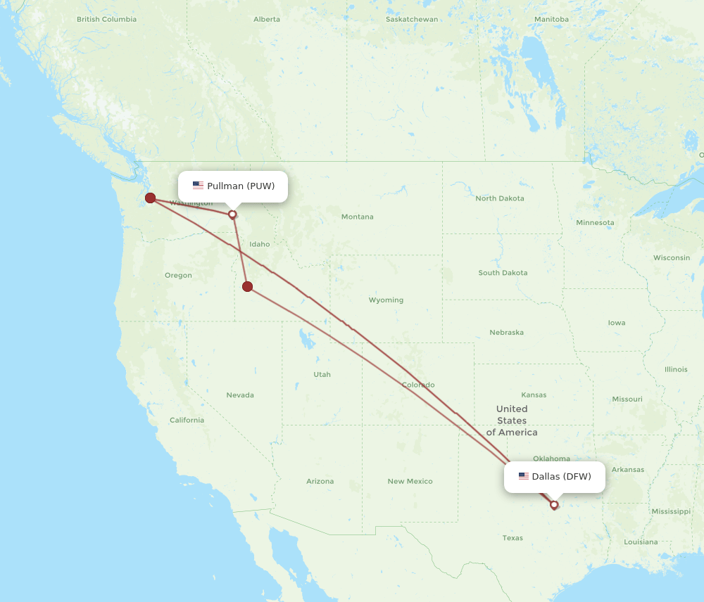 DFW-PUW flight routes