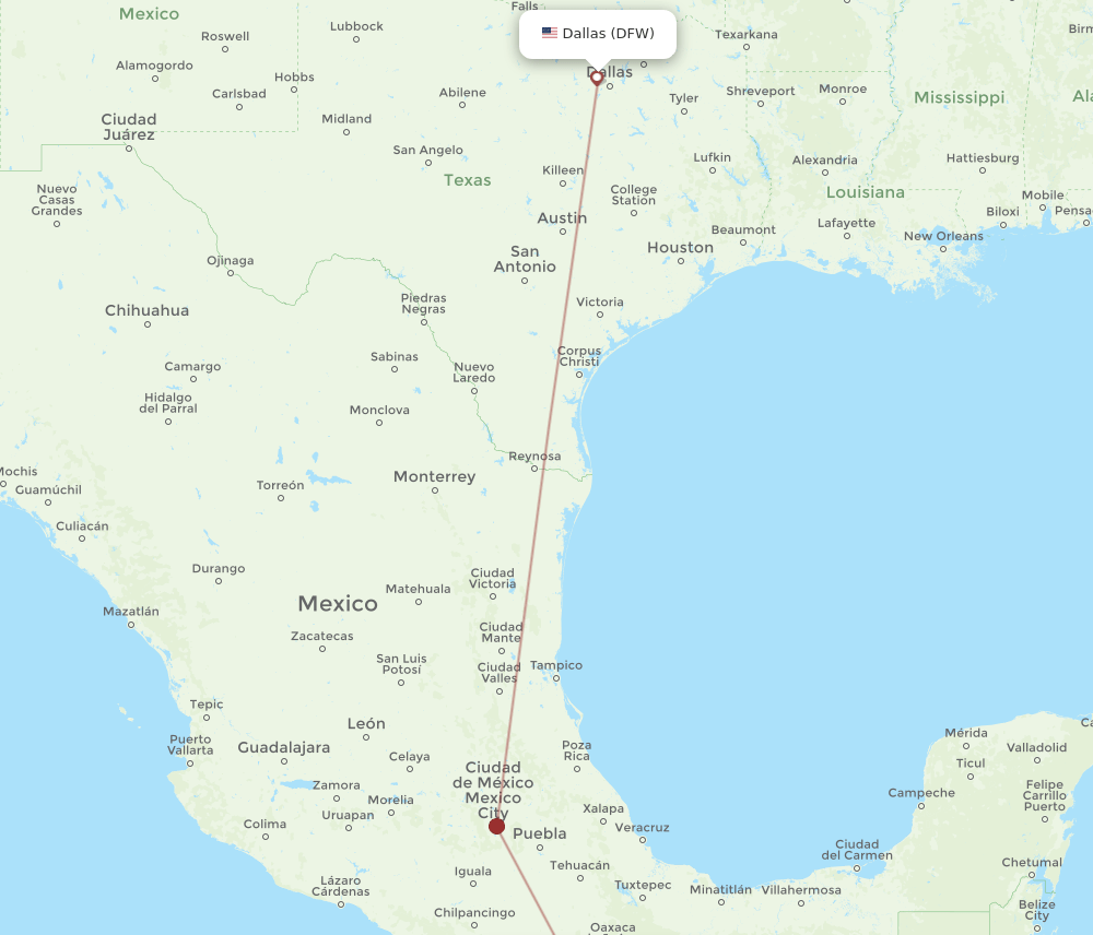 DFW-PXM flight routes